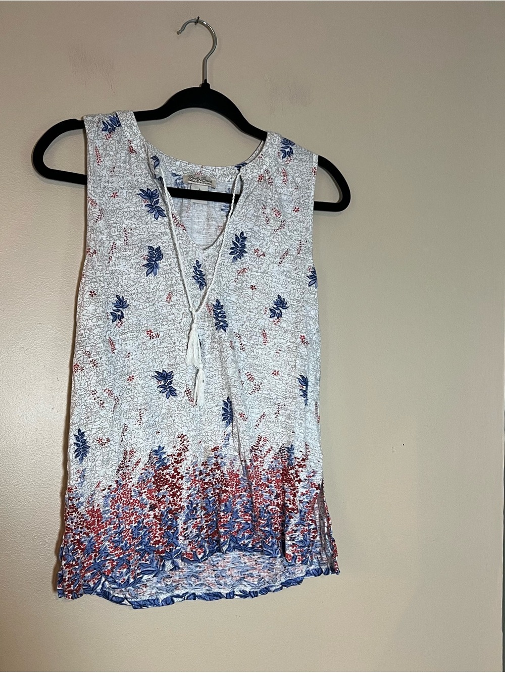 Lucky Brand Women's Small V Neck Floral Tank Bohemian Casual
